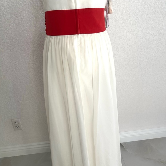 Alfred Angelo Strapless Long Gown with Red/Orange Sash NWT - Picture 4 of 6
